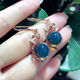 Yuze Natural Dominican Blue Amber Pendant Necklace S925 Silver Ring 3A Purified Water High Blue Earrings Blue Amber Set Women's Ring 14mm