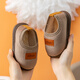 Shunmeiqian children's cotton slippers for men, autumn and winter indoor household use for children and girls, non-slip soft sole plush cotton shoes, fine velvet brown, 16 cm inner length