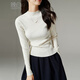 Late White New Product 2025 Autumn Fashion Sweater Versatile Solid Color Casual Commuting Sweater Women's Off-White XL