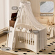 Cuna Shantou Lincun, cama de empalme extraíble ajustable, cama de juego, cambiador multifuncional para bebé, lavabo colgante, estera de fibra de aire 4D, mosquitera, mesa para cambiar pañales, otra estructura de soporte de montaje