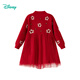 Disney Children's Clothing Girls Autumn, Winter and New Year Style Chinese Style Soft, Warm and Comfortable National Style New Style Knitted Dress Big Red 101