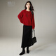 Late White New Product 2025 Autumn Fashionable and Versatile Chinese Red Sweater Solid Color Pullover Sweater Women Red S