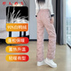 RLAS pink straight down pants for women to wear for winter 2026 new style high-waisted slimming warm thickened cotton pants Leather Pink S