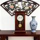 Honghe New Chinese Table Clock Copper Spring Movement Mechanical Table Clock Retro Simple Solid Wood Clock Time Living Room Ornament Toon Wood, New Gold Base 56cm Color Affected by Light Arabic Dial