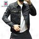 AEMAPE Jacke Herren 2025 Frühling und Herbst Neues hochwertiges bedrucktes Revers Junge und mittlere Mode Schlanke und hübsche Jacke Trend Schwarz 1047 2XL 150-160Jin Jin entspricht 0,5 kg