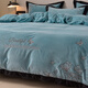Nanjiren (Nanjiren) Class A baby velvet embroidery four-piece set autumn and winter suede thickened warm new bed sheet quilt cover sketch - light luxury blue Class A health standard 1.8m bed sheet style four-piece set - quilt cover 200*230cm