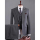 GOLDLION G+ Men's Suit Suit Business Formal Wedding Groom's Dress High-End Casual Suit Jacket Men's Blue Suit+Vest+Pants S