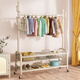 Yiga floor-standing clothes hanger floor-standing clothes rack coat rack bedroom storage rack removable cream white double layer 120cm