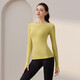 One-piece knitted autumn and winter sports long-sleeved round neck slimming fitness wear running Pilates top yoga wear T-shirt pink L