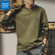 Jeanswest American heavy combed cotton t-shirt men's autumn and winter new solid color loose Henry collar trendy brand long-sleeved T-shirt military green 2XL suitable for 160-180Jin Jin equals 0.5 kg