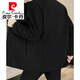 皮尔卡丹（pierre cardin）羊毛呢外套男士中长款双面呢大衣冬季鹅绒内胆羊毛绒呢子风衣 23818黑色高端双面呢膝 (可拆卸羽绒内胆) 2XL 185(155-170斤)