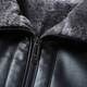 Dibinze large size winter men's velvet thickened lapel leather jacket middle-aged and elderly cold-proof and warm leather jacket black L