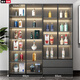Layout like simple wine cabinet living room glass multi-function storage cabinet against the wall one-piece home light luxury high-end storage rack storage cabinet 120*32*200 double door glass + double drawer