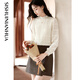 Homecoming Winter French Lace Top Half Turtle Collar High-end Design Versatile Temperament Bottoming Shirt 26 Beige XL