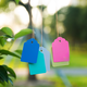 Arbor Day tag, plant tag, hanging tag, sapling, tree adoption tag, children's name information, plastic waterproof tag, 2.5*3.6cm blue, 100 pieces
