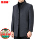 Hengyuanxiang double-sided woolen cashmere coat for men in autumn and winter, middle-aged stand-up collar, thickened and warm, removable liner woolen coat, gray mink fur collar 2289 2XL (185)