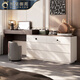ZOHONYON dressing table and cupboard integrated high-end with socket design fingerprint lock flip top makeup table light luxury retro simplicity 0.75 m cupboard + 1.2 m flip vanity + makeup stool