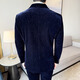 Jason's Corduroy Suit Men's Business Formal Double-breasted Autumn and Winter Thickened Jacket High-end Fashion Brand Casual Suit Set Navy Blue (Suit + Pants) 4XL