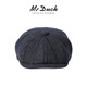 Mr DUCK designer's new style retro old money style octagonal newsboy hat for men and women, autumn and winter yuppie temperament progressive hat