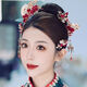 New Chinese style red tassel headdress bride Xiuhe suit ancient style toasting suit wedding hair accessories full set of hair accessories ear clips