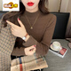 
Early diameter plus fleece sweater for women in autumn and winter thickened half turtleneck bottoming shirt 2025 new warm knitted top black S 80-95