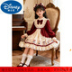 Disney Original Girls Lolita Princess Dress 25 New Children's Birthday Dress Fashionable Baby Girl Dress Autumn and Winter Burgundy 265 No Accessories 100 cm
