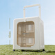 Outdoor cat outing box, foldable portable suitcase, large capacity trolley box, pet cat flight box, off-white, extremely breathable, 75CM extra long trolley