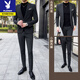 Playboy casual suit suit for men, Korean style slim fit high-end suit, full set of men's trendy jacket, handsome men's suit, mature black suit + trousers, one button M 165 recommended 90-105 Jin Jin equals 0.5 kg
