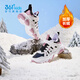 361 Children's Shoes Girls' Warm Cotton Shoes 2026 Winter New Middle and Large Children's Shoes Carbon Black/Feather White/Purple Pink 34