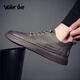 Walker Shop Slip-On Business Casual Shoes High Quality Cowhide New Trendy Breathable Casual Leather Shoes Soft Bottom Shoes Men Black Genuine Men's Shoes 40