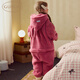 Gukoo Children's Pajamas Winter Coral Velvet Warm New Cute Bunny Girls Hooded Homewear Jumpsuit D Jumpsuit 110cm