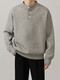 Men's 2025 New Men's Henley Collar Half-cardigan Simple Sweater Men's Casual Commuting Sweater Burgundy 2XL One Size