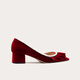 Lily Wei Feng Xiaoyin French elegant side hollow fungus single shoes square heel temperament wedding shoes small size red velvet square heel 31