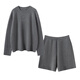 Mushi Cashmere Suit Women's Cashmere Sweater and Cashmere Shorts Women's Autumn and Winter New Knitted Suit Cashmere Sweater Thick AS551 Gray Green M