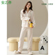 Anzhiban anti-static coral velvet winter pajamas women's thickened flannel cardigan simple men's large size home clothes women 64956# light apricot M