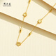CHOW TAI SENG 18k gold necklace with sparkling beads and flowers, stacked clavicle chain and plain chain as a birthday gift to your girlfriend. 18K gold necklace, about 1.35g
