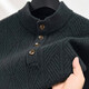 100% pure wool sweater men's stand-up collar sweater new Puyuan sweater thick knitted base layer warm top thick black L 175/110