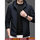 Lilan 2025 Men's Spring and Autumn Jacket Men's Business Casual Removable Loose Hooded Windproof Middle-aged Jacket Blue 2XL 185 (150-165Jin Jin equals 0.5kg)