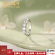 Lao Fengxiang S925 Silver Light Luxury Moissanite Ring for Women Sparkling Niche Design Geometric Simple Open Ring 30 Points Moissanite Ring---White Gold No. 14
