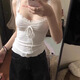 White camisole women's summer bow lace inner bottoming short sweet hot girl outer top white S recommended 75-95Jin Jin equals 0.5 kg