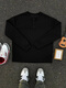 Waffle black sweatshirt men's spring and autumn cleanfit cotton bottoming shirt high-end Henry collar long-sleeved T-shirt black upgraded model M 90-110Jin Jin equals 0.5 kg