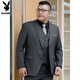 Playboy Fat Suit Men's Casual Jacket Plus Size Fat Guy Suit Professional Work Business Formal Wear Wedding Black Top + Pants 6XL 230-245Jin Jin is equal to 0.5 kg