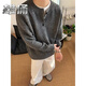Male figure gray henley collar sweater men's autumn and winter trendy brand lazy style knitted sweater cleanfit bottoming shirt GT6 light gray regular XL