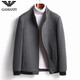 Men's jacket autumn woolen jacket men's woolen jacket middle-aged wool stand-up collar clip gray M 170