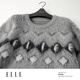 ELLE sheep wool mohair retro jacquard sweater for women 2025 winter new loose lazy sweater medium gray L