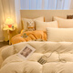 La Chapelle milk velvet four-piece set winter 2025 new flannel baby bed sheet quilt cover bedding woven pattern-white orange bed sheet style 1.5m four-piece set