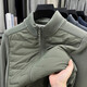 JINBA down jacket men's jacket winter spliced stand collar middle-aged and elderly men thickened warm casual versatile top base military green XL
