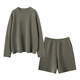 Mushi Cashmere Suit Women's Cashmere Sweater and Cashmere Shorts Women's Autumn and Winter New Knitted Suit Cashmere Sweater Thick AS551 Gray Green M