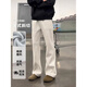 Jishi Scimitar Guard Pants Men's Autumn and Winter Plus Velvet Straight Draping High Waist Slim American Style Bevel-cut Casual Flared Pants 1086 Plus Velvet - Gray - NNFS Plus Velvet L Recommendation 100Jin Jin is equal to 0.5kg -120Jin Jin is equal to 0.5kg