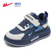 Warrior children's shoes, boys' autumn and winter warm plus velvet cotton shoes, children's casual sports shoes WZ-C239L dark blue/m 35